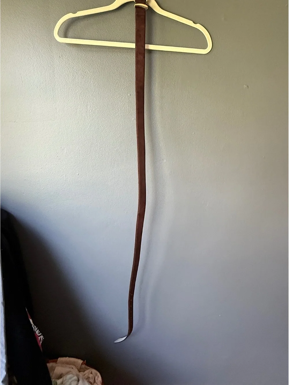 Brown Suede Leather Belt with Gold Buckle